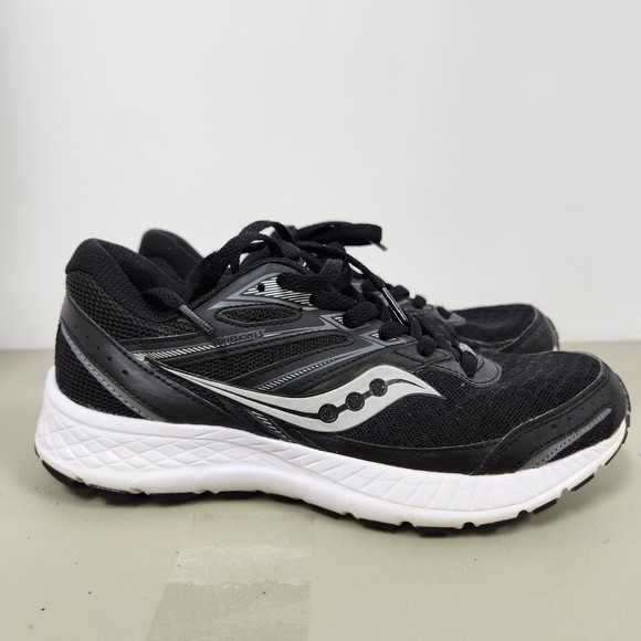 Saucony Womens Cohesion 13 Running Shoes Size 7.5 Black White Lace Up Sporty EUC - Picture 2 of 10